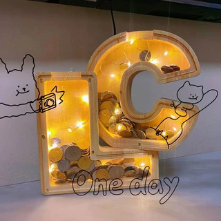 🔥 พร้อมส่ง 🔥กระปุกออมสิน กระปุกออมสินไม้ รูปตัวอักษรภาษาอังกฤษ สําหรับตกแต่งบ้าน กระปุกออมสินน่ารัก กระปุกออมสินใส