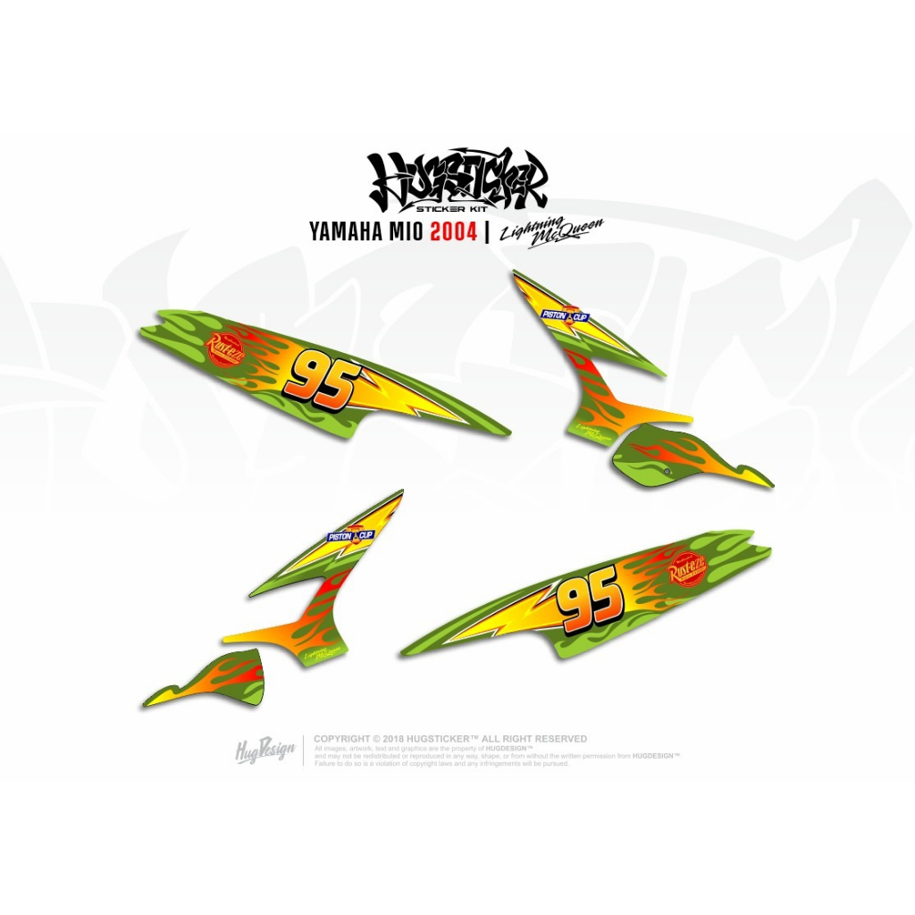 Hugsticker สติ๊กเกอร์ติดรถ สติ๊กเกอร์ Mio 2004 ลาย McQueen