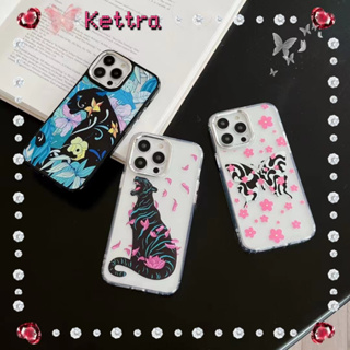 💜Kettra💜ป้องกันการหล่น ขอบเต็ม iPhone 11 14 pro max ความคิดสร้างสรรค์ เคสใส การ์ตูน ผีเสื้อ case for iPhone 12 13