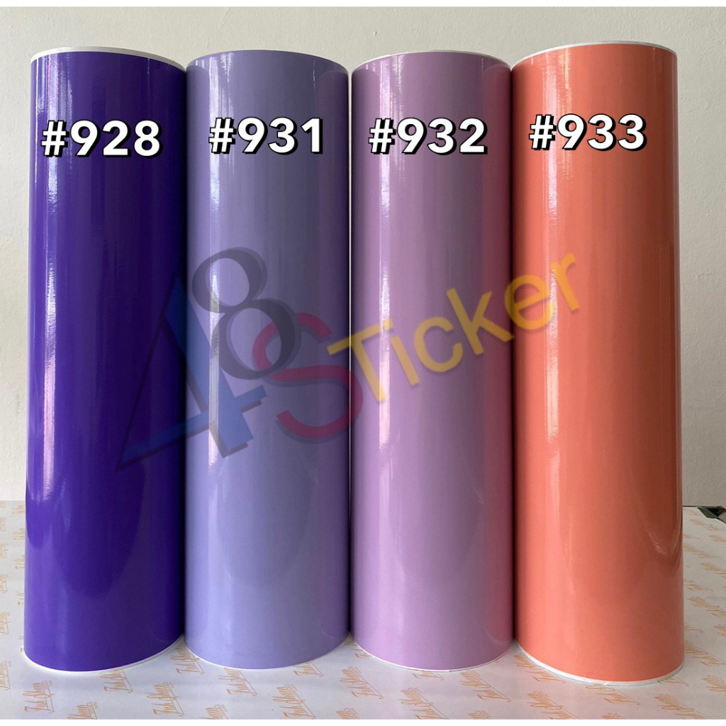 สติ๊กเกอร์ PVC หน้ากว้าง 53cm #928 - 933 โทนสีม่วง ส้ม พาสเทล ฟู่ซุ่น