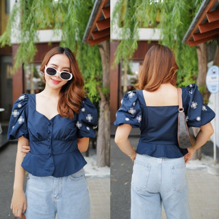 MASS Plus Collection : Top เสื้อ - Navy Mira 👋เลื่อนดูขนาดที่รูปสุดท้ายน้า