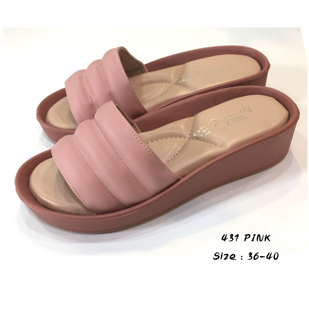 OXXO รองเท้าแตะหญิง แตะแบรนด์ แตะเกาหลี Slippers หนัง Pu แบบสวมใส่สบาย รองเท้าแฟชั่น ส้นสูง4cm. 431