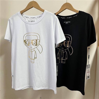 Karl Lagerfeld K/ ikon T shirt. เสื้อยืด โลโก้ ทอง