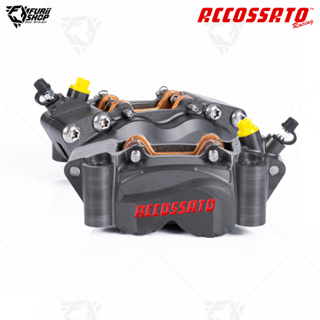 ปั้มล่าง Accossato Radial Brake 4P Caliper Billet CNC (Gray Anodized) โลโก้แดง