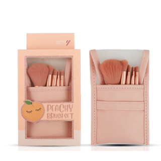 Ashley Peachy Brush Set 5 Pieces แอชลี่ย์ พีชชี่ บรัช เซตแปรงแต่งหน้า  5 ชิ้น สีพีช พร้อมซองหนัง AA192