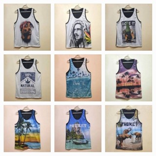 เสื้อกล้าม เสื้อกล้ามตาข่าย กล้าม 3D เสื้อกล้ามผู้ชาย เสื้อกล้ามแขนกุด Tupac Bobmarley Ice Age Natural Beach Elephant