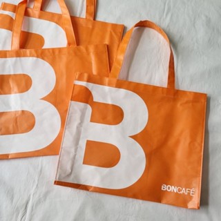 Boncafe tote shopping bag ถุงช้อปปิ้ง กระเป๋าผ้ากระสอบ สีส้ม