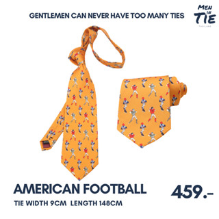 MEN IN TIE เนคไทแบบผูกเอง หน้ากว้าง 9 cm รุ่น American Football