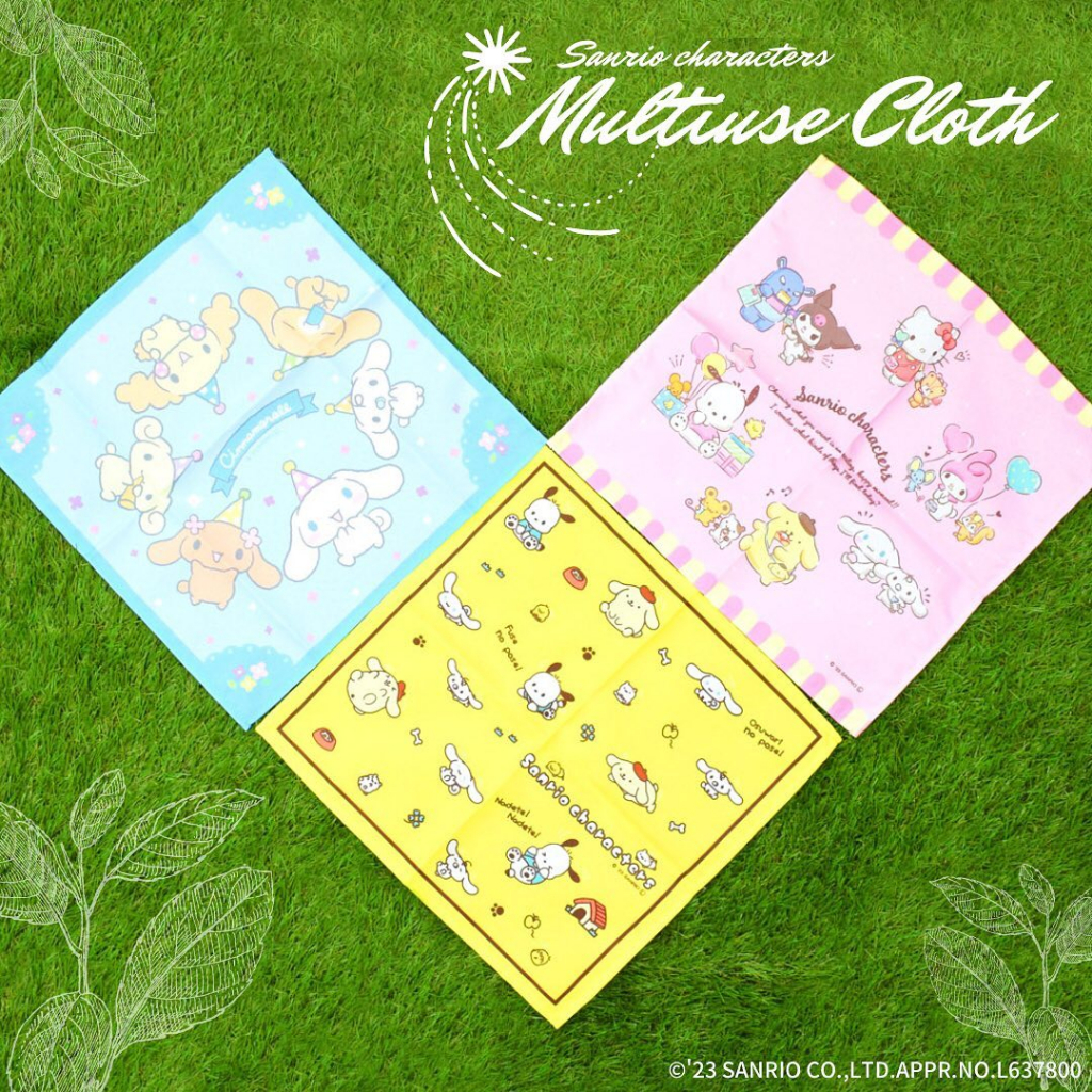🌟ลายใหม่❗ ผ้าเช็ดหน้า โพกหัว Bandana buffคาดผม พันคอ 33 x 33 เซนติเมตร ลาย Sanrio
