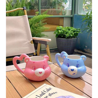 แก้วกาแฟหมี care bear น่ารักมี 2 สี เซรามิกส์ทนความร้อน ภายในตัวถ้วยมีรูปก้อนเมฆและสายรุ้ง 🌈☁️