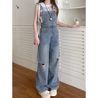 Manyjeans Overalls เอี๊ยมกางเกงยีนส์ขายาวเอวสูง(สินค้าพร้อมส่งจากไทย)