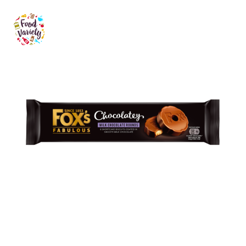 Fox's Chocolatey Milk Chocolate Rounds - Shortcake Biscuits 130g ฟ็อกซ์ ช็อกโกแลตนมราวด์ บิสกิตชอร์ตเค้ก 130 กรัม