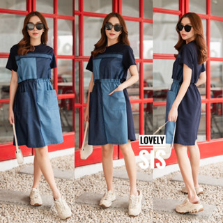 🌈🌿🌺🌼🌸💙🤎🇰🇷 Jeans 2Tone Patch Cotton Dress