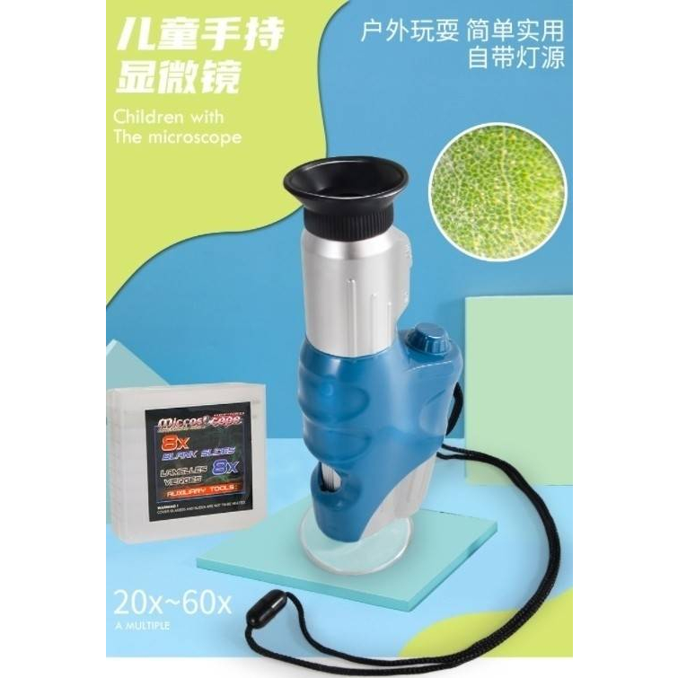กล้องจุลทรรศน์จิ๋วแบบพกพา สะดวก นำหนักเบา ขยาย20x-40x ไฟ LED สว่าง ปุ่ม Focus