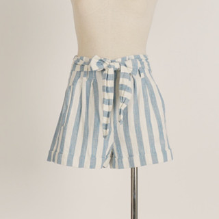 [โละถูกมาก] ❤️‍🔥 ของแท้ 💯 Topshop Paper Bag Stripe Shorts - Blue &amp; White กางเกงขาสั้นลายทางสีฟ้าขาว topshop มีเชือกผูกเอ