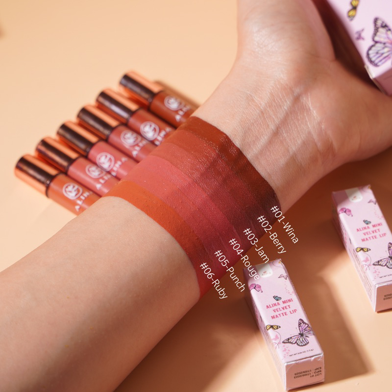 ALINA Mini Velvet Matte Lip 1.5g. ลิปสติก 3-In-1 ที่สามารถทาได้ทั้งตา แก้ม ปาก ราคา ถูกที่สุด ดีลบีเคเค แกลเลอรีภาพที่ 2