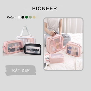 Pioneer กระเป๋าเก็บของพกพาสุภาพสตรีเวอร์ชั่นเกาหลีความจุขนาดใหญ่ล้างกระเป๋าเดินทาง PVC กันน้ำกระเป๋าเครื่องสำอางแบบพกพา