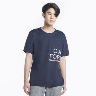 ME STYLE มีสไตล์ เสื้อยืดคอกลมแขนสั้น พิมพ์ลาย ไซส์ M-XL รุ่น MLLW1SE02V NAVY สีกรมท่า