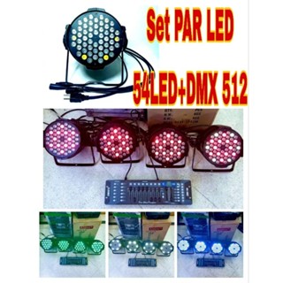 ชุดไฟ PAR LED 4 ตัว+DMX 512 พาร์ PAR 54 LED 3w RGBW (A001)ไฟพาร์ LED disco  ไฟเวที ไฟดิสโก้เธค ไฟปาร์ตี้ รุ่น K-001