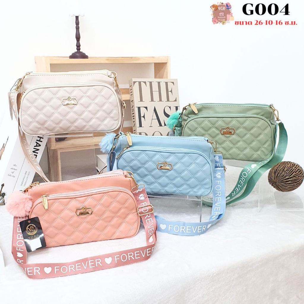 YNG กระเป๋าสะพายข้างผู้หญิง สายสปอร์ต 4 ช่องซิบไซส์ใหญ่ หน้านวม รุ่น G004