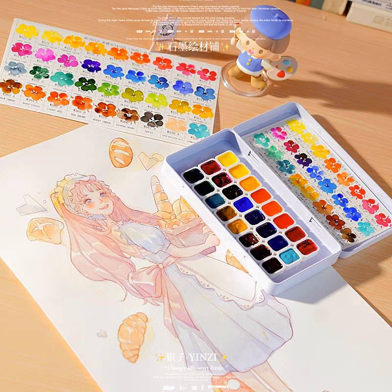 (พรีออเดอร์ 25-30 วัน) สีน้ำแบ่งเเพน ของมิเจลโล (mission mijello gold) 24 สี