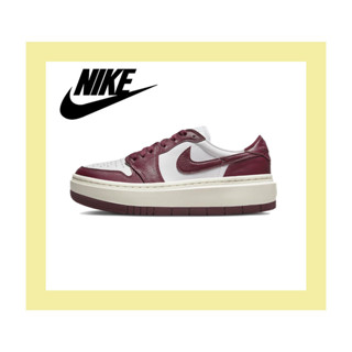 รับประกันของแท้ 100% NIKE Air Jordan1 Elevate Low SE Thick Bottom Low Top Retro White Wine Red รองเท้าลำลอง