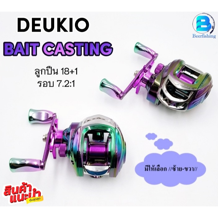 รอกตกปลา รอกหยดน้ำ รอก DEUKIO BAIT CASTING REEL ///สีไทเทเนียม สวย แข็งแรง ทนทาน///