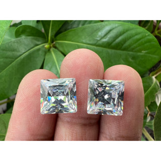 cz whitebDiamond Square 10x10mm 2 pieces pribcess cut