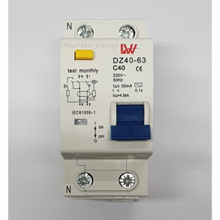 LW Safety Breaker AC RCBO 40A 30mA 2P (1P+N) เบรกเกอร์ เบรกเกอร์กันดูด ตัดวงจรไฟฟ้า เมื่อมี ไฟรั่ว ไฟดูด