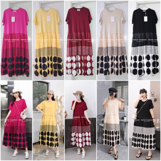 🌈🌿🌺🌸🌼❤️🧡🤎🇰🇷Cotton Patch Pleat Stripe Pokla Dot Maxi Dress