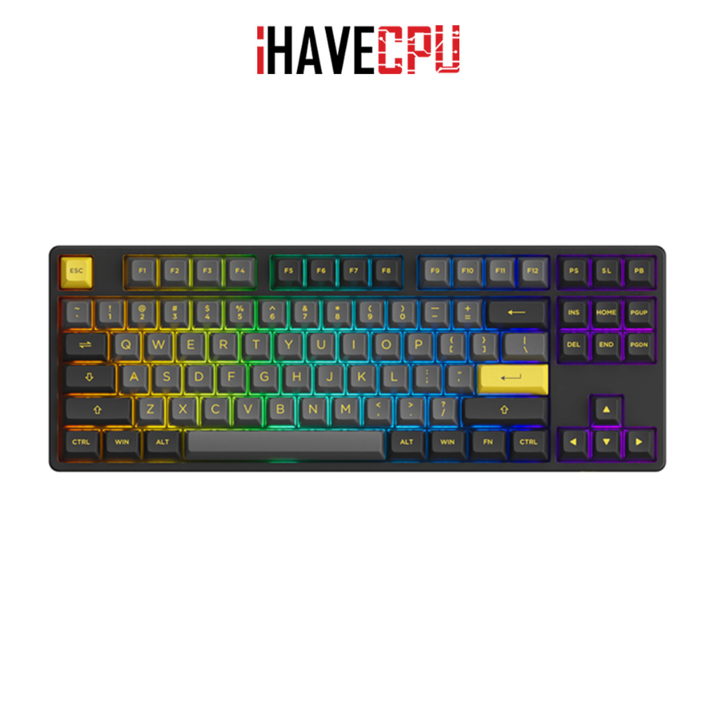 iHAVECPU KEYBOARD (คีย์บอร์ด) AKKO 5087B PLUS BLACK&GOLD (AKKO V3 CREAM YELLOW SWITCH ) (EN)