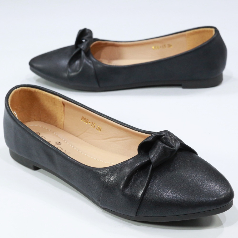 รองเท้าส้นแบน  888-15 หนังหน้าโบว์  FAIRY