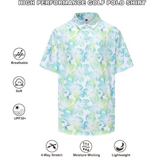 เสื้อกอล์ฟ MAZEL Golf Shirts Green Flowers