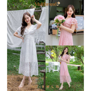 fairyangelstore - เดรสลูกไม้บ่าระบายอกร้อยเชือก (MB6059) #พร้อมส่ง #เดรสทำงาน #เดรสแฟชั่น #เดรสสวย #เดรสออกงาน