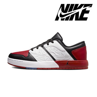 ไนกี้ จอร์แดน แอร์ Jordan 1 Low Low Top Retro Black White Red รองเท้าผ้าใบ 100%