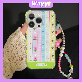 💖New 💖iPhone 14 13 12 11 Pro Max เคส for เคสไอโฟน11 บางเบาพกพาง่าย น่ารัก การ์ตูน แฟชั่น ดอกไม้ หวานสวย โซ่มุก Case