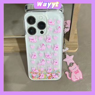 💖New 💖iPhone 14 13 12 11 Pro Max เคส for เคสไอโฟน11 น่ารัก บางเบาพกพาง่าย การ์ตูน แมว แฟชั่น เขย่าได้ ดาว พร้อมจี้ Case