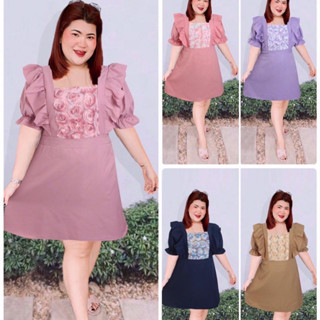 เดรสดอกไม้ แต่งดอกไม้3มิติสวยมากไซส์ใหญ่