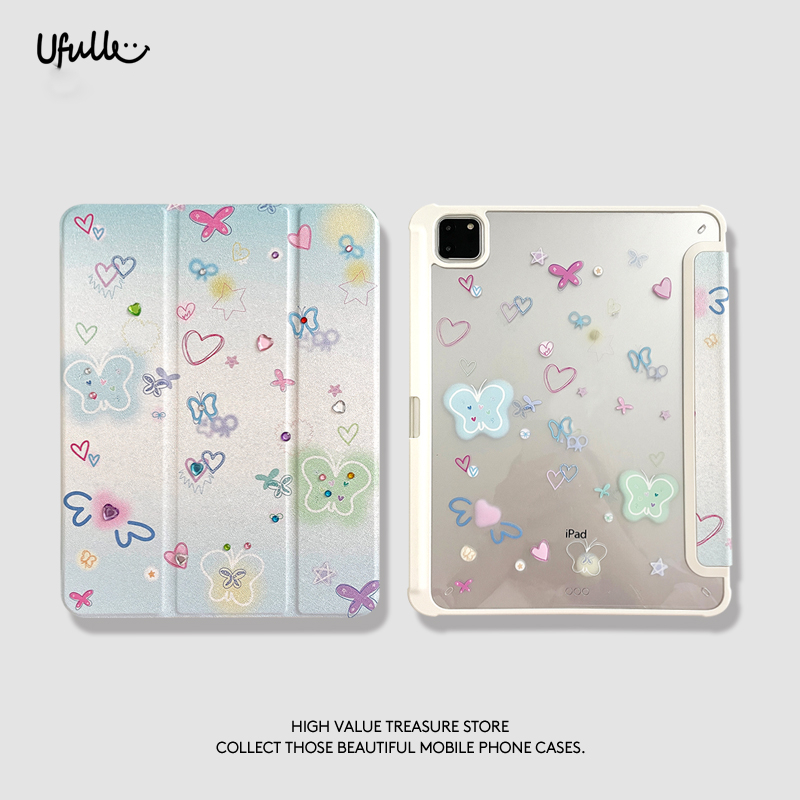 ⚡พร้อมส่ง⚡เคสไอแพด MINI7 Blue Butterfly Air5 Gen11 ช่องใส่ปากกาขวา เคสป้องกันiPadอะคริลิค Air6 Air7