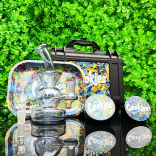 บ้อง บ้องแก้วใหญ่ สูง20CM Bong Cookies บ้องแก้ว/ที่บดสมุนไพร/Rolling Tray/กระปุกเก็บ คุณภาพสูง ชุดพกพา ชุดถูก