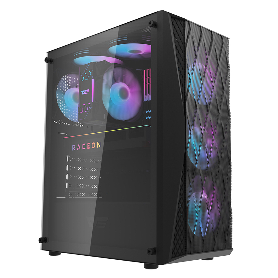 Case เคสคอมพิวเตอร์ DarkFlash รุ่น DK352-BK (ATX/M-ATX/ITX) พัดลม 4 ตัว (RGB) ด้านข้างกระจกเทมเปอร์ 