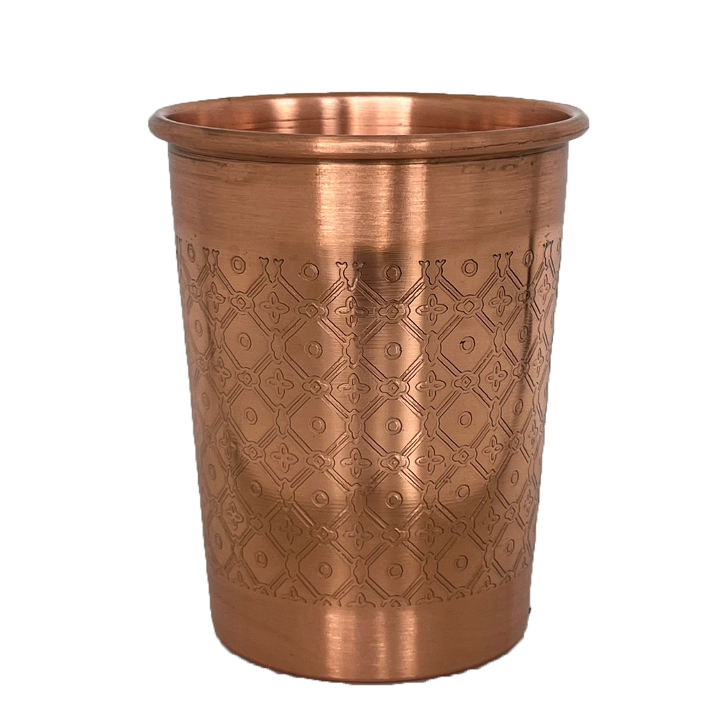 FORREST & LOVE | PREMIUM MOSAIC COPPER WATER GLASS | แก้วน้ำทองแดง ลายแกะสลักโมเสก 300 ML