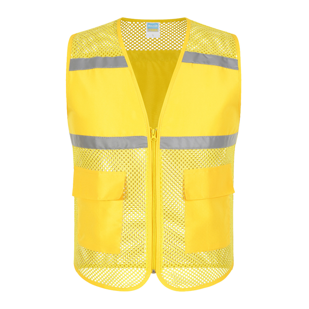 SM Reflective vest เสื้อกั๊กสะท้อนแสงมีกระเป๋า รุ่นระบายความร้อนดี เสื้อกั๊กจราจร เสื้อกั๊กทำงาน