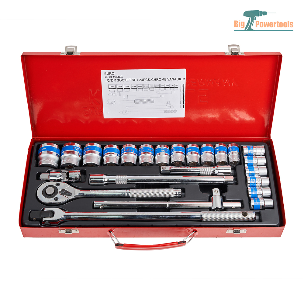 EURO KING TOOLS ชุดเครื่องมือ ประแจ ชุดบล็อก 24 ชิ้น ขนาด 1/2 (4หุน)
