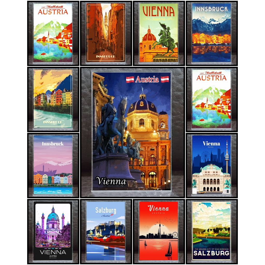 แม่เหล็กติดตู้เย็น อะครีลิค ออสเตรีย 2×3 นิ้ว Acrylic Fridge Magnet Austria Souvenir 2x3"