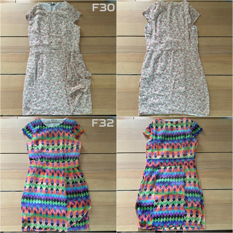 ชุดเดรสกระโปรงคละลาย ไซต์ S-XXL #Dress1234-F