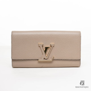 LV CAPUCINE WALLET LONG BEIGE GHW