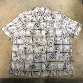 เสื้อฮาวาย Vtg.Hawaii Shirt ALFRED DUNNER MADE IN INDONESIA Sz.16 100% POLYESTER