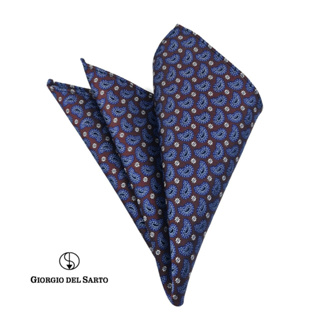 GIORGIO DEL SARTO Silk Brown Pocket Square ผ้าเสียบสูทสีน้ำตาลไหม 100%Silk