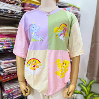 เสื้อยืดโอเวอร์ไซส์ หมีแคร์แบร์ 4ช่อง อก 44-46" ยาว 27" สกรีน DFT ผ้า cotton100% ป้าย SARISA